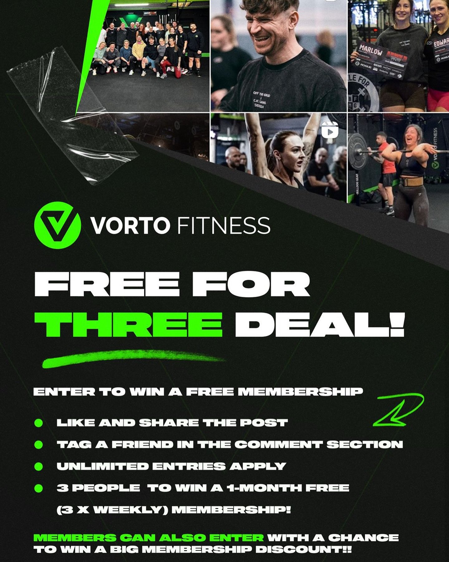 NEW DEAL ALERT 🚨 

Are you thinking of starting on your fitness journey, or do you know of someone who is? We have an exclusive new deal for you...

Take advantage of our new FREE FOR THREE membership deal.

THREE people will be in with a chance to 