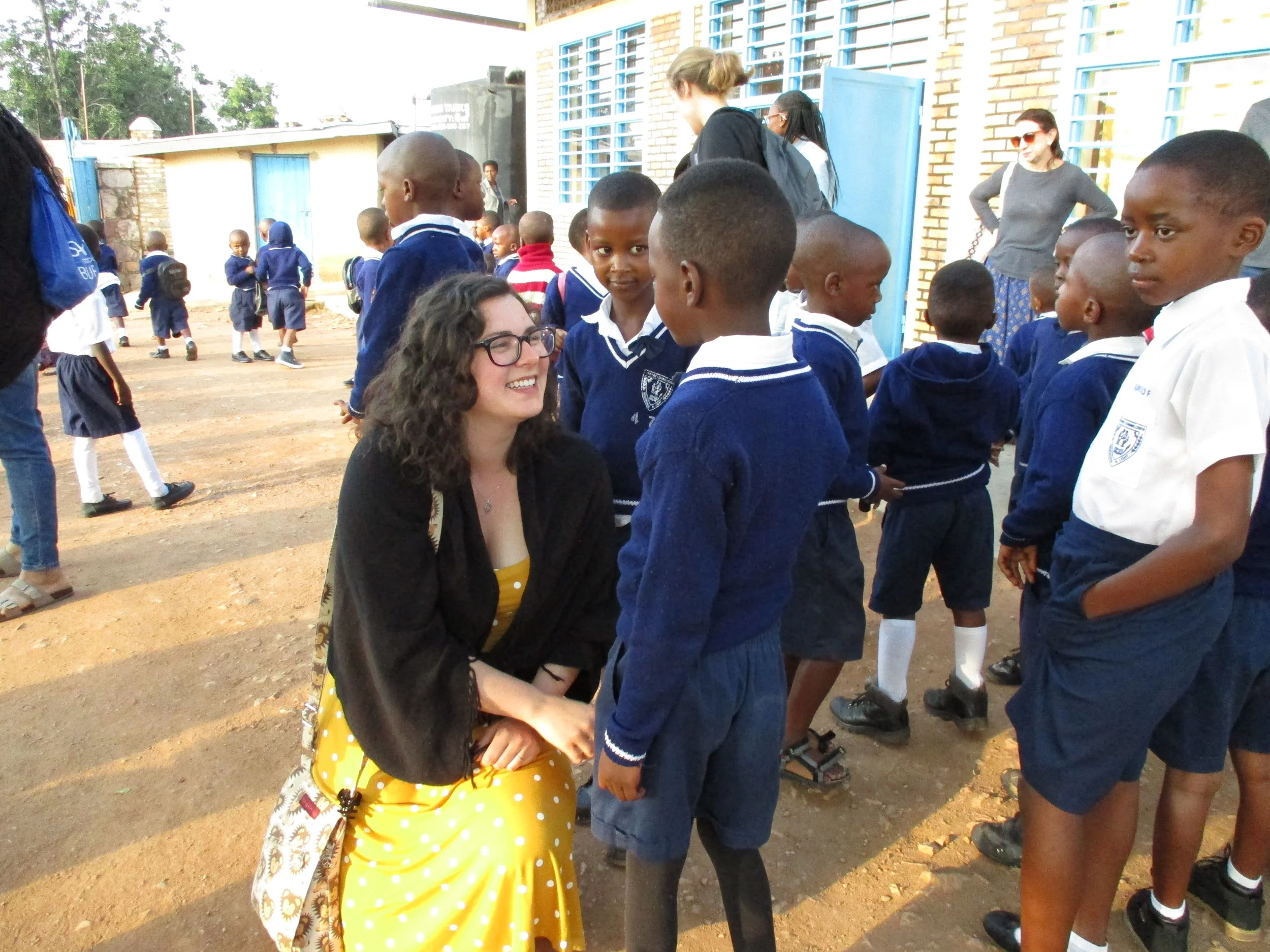 Lila has conversation with our students at the school.