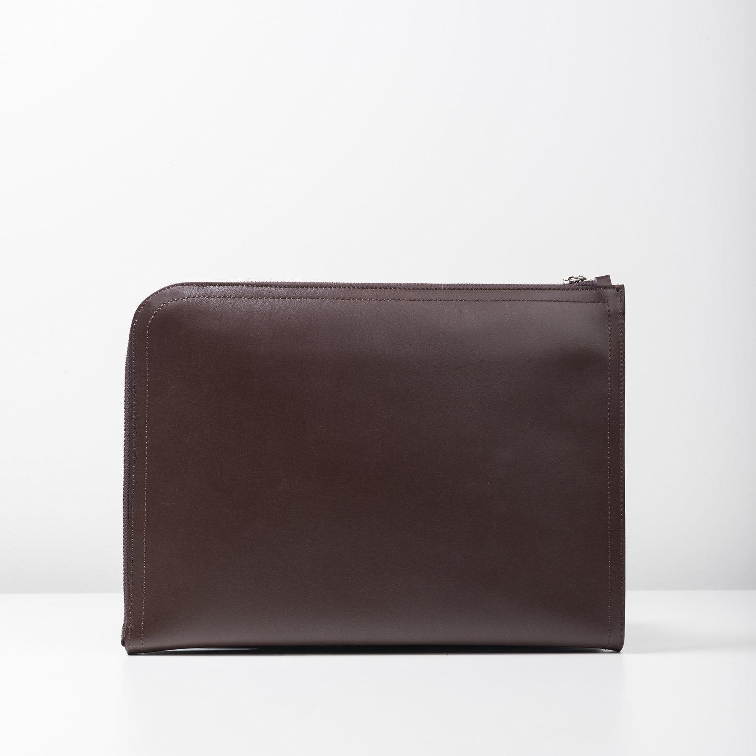 Brown Leather Portfolio With Zipper Full Grain Leather 