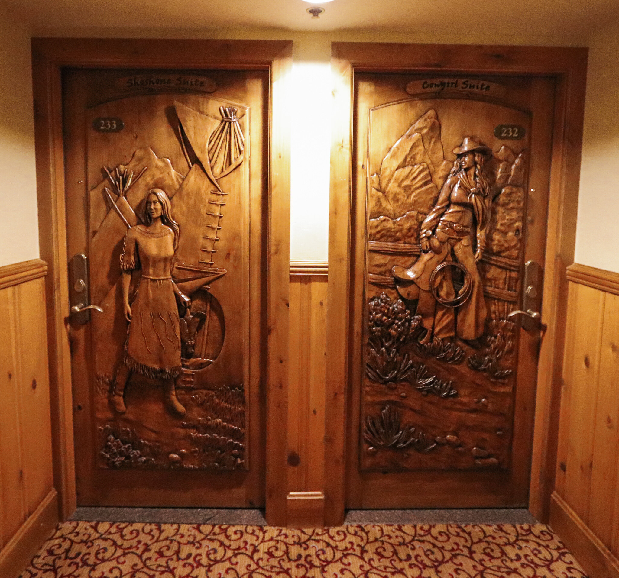  The gorgeous, wood carved doors on each of the suites at the Wort Hotel 
