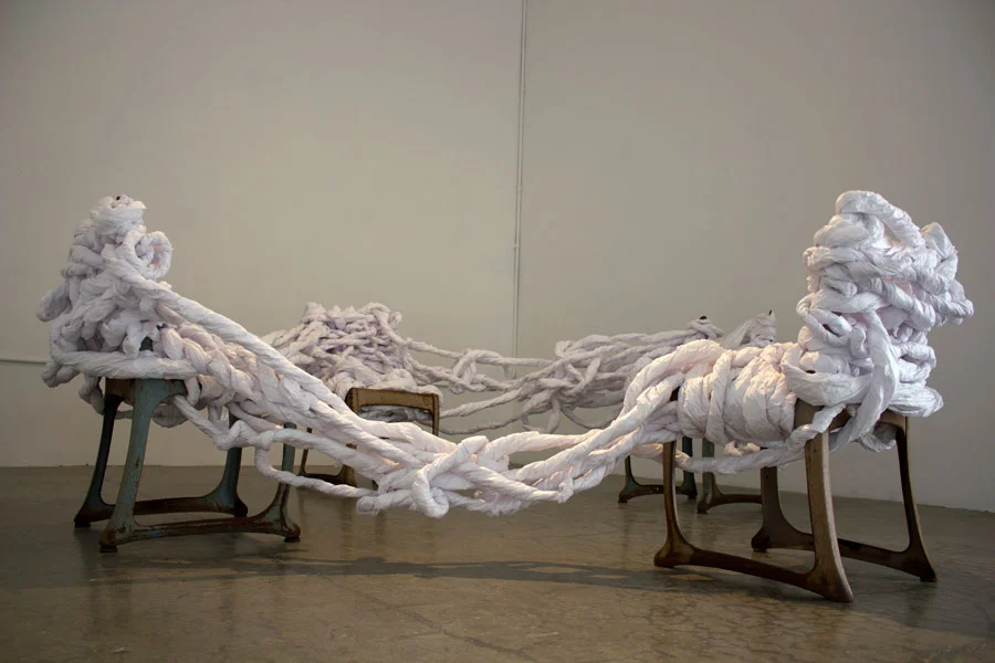 Displaced Tinder. Dimensions Variable. School Chairs, Medical Bed Paper. (2014)