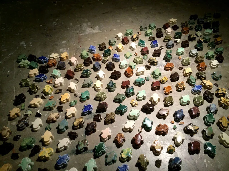 No Innocent Bystanders. Dimensions Variable. Porcelain Forms, Video Projection, Audio. (2014)