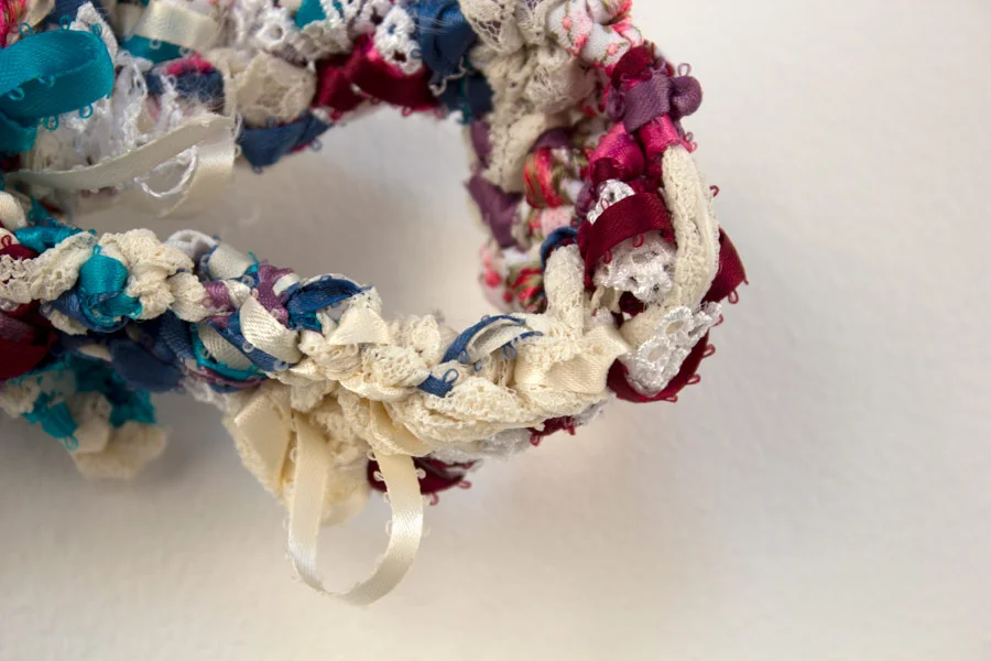 Anastasia. 6" x 3" x 2". Ribbon, Lace, Elastic. (2014)