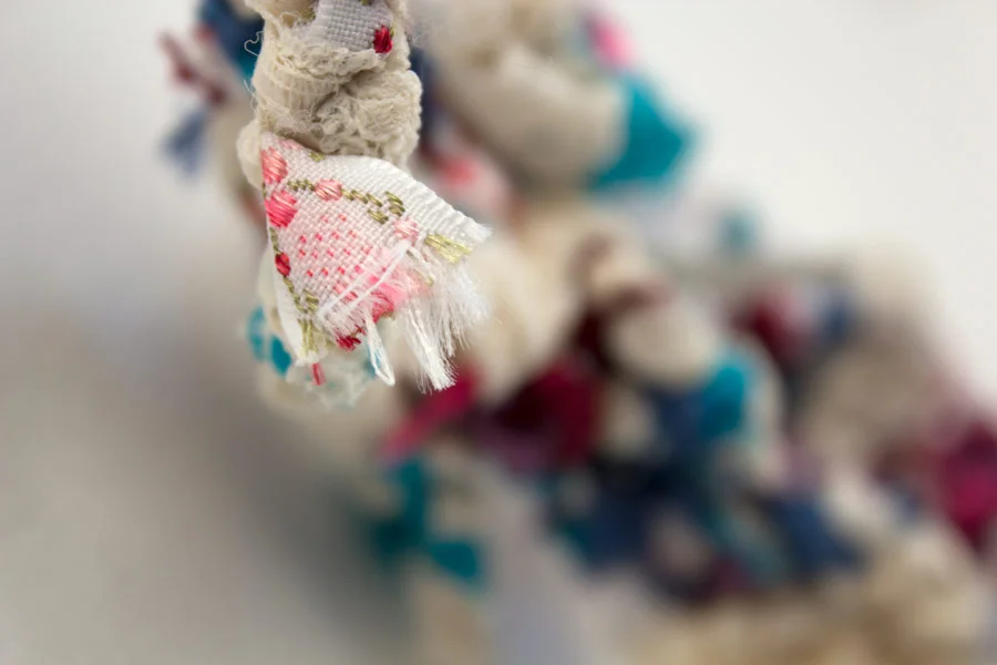 Anastasia. 6" x 3" x 2". Ribbon, Lace, Elastic. (2014)