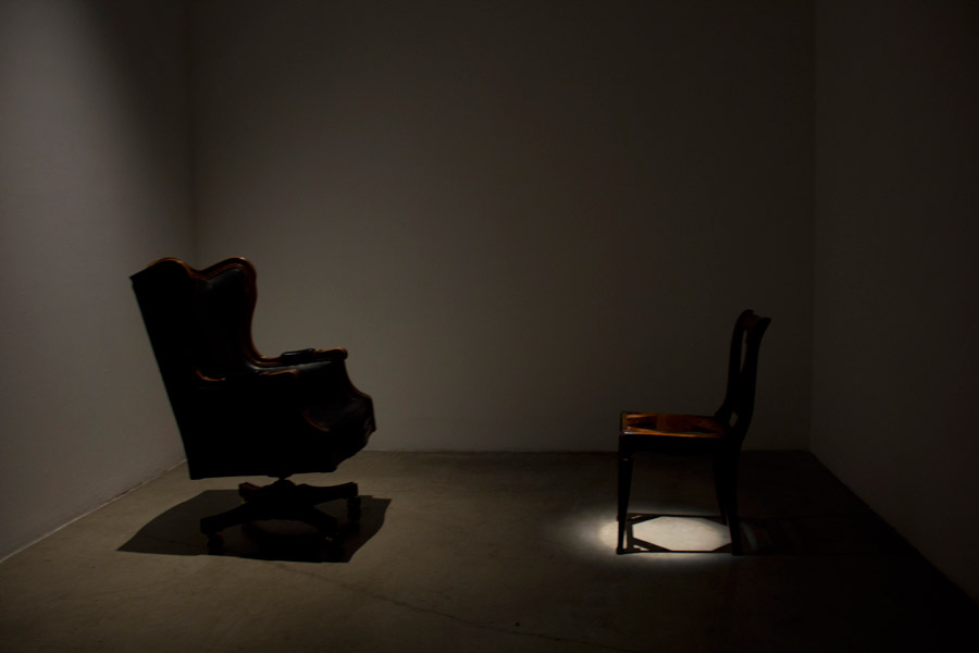  Big &amp; Little. Chairs, Spot Lighting, Video Projection. Dimensions Variable. (2014)