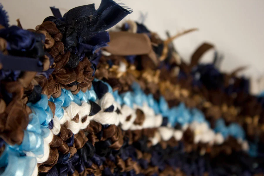 Los Feliz. 108"H x 24"W x 2"D. Ribbon, String, Elastic, Shoelaces. (2014)
