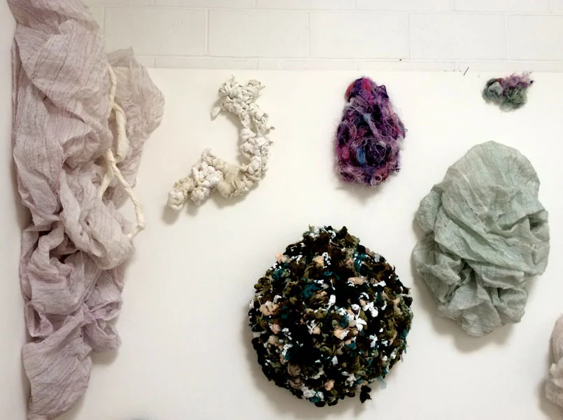 Regina Nervosa. 6"W x 22"H x 6"D. Rags, Textile Scraps, Nylon Netting. (2014)