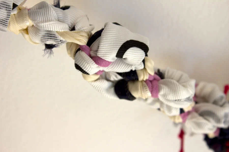 Claremont. 6" x 21" x 2". Ribbon, String, Elastic, Shoelaces. (2014)
