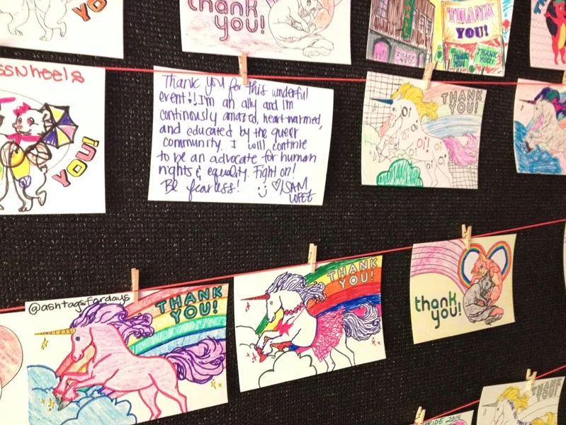 Thank You! Thank You! Dimensions Variable. Details of Four Patterns of Illustrated Thank You Cards Colored by Community Participants. (2014)
