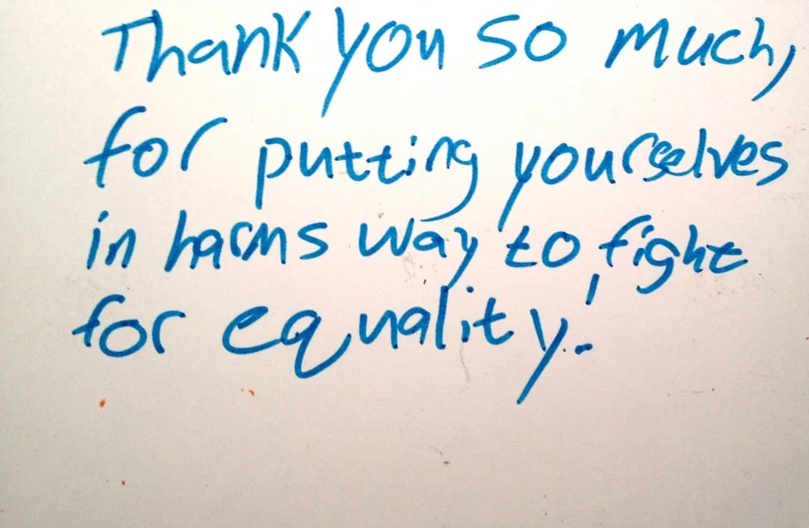 Thank You! Thank You! Dimensions Variable. Details of Four Patterns of Illustrated Thank You Cards Colored by Community Participants. (2014)