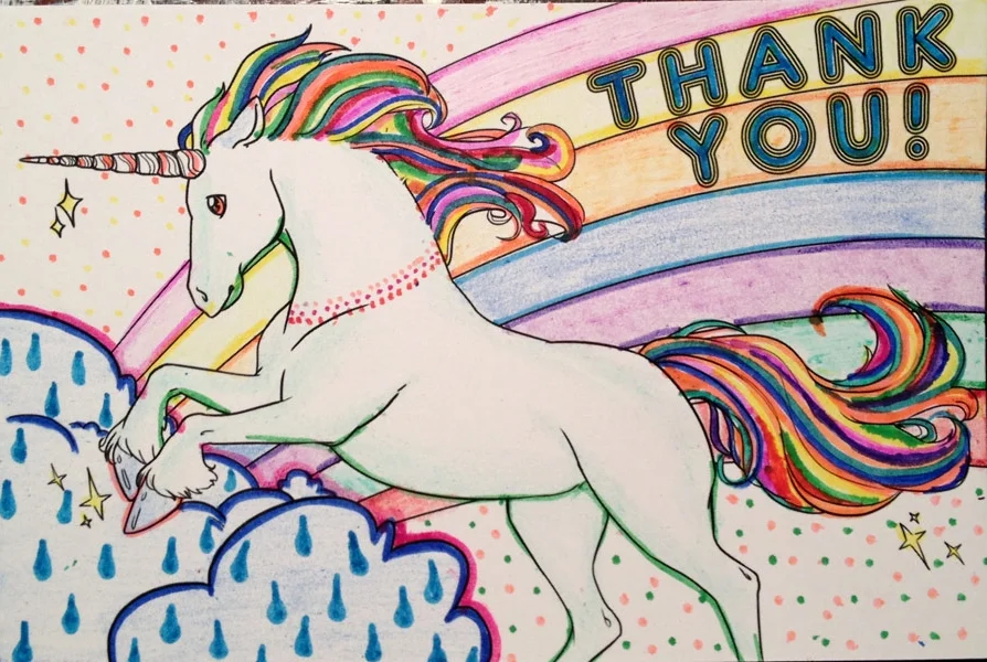 Thank You! Thank You! Dimensions Variable. Details of Four Patterns of Illustrated Thank You Cards Colored by Community Participants. (2014)