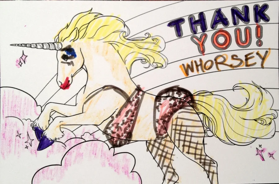 Thank You! Thank You! Dimensions Variable. Details of Four Patterns of Illustrated Thank You Cards Colored by Community Participants. (2014)
