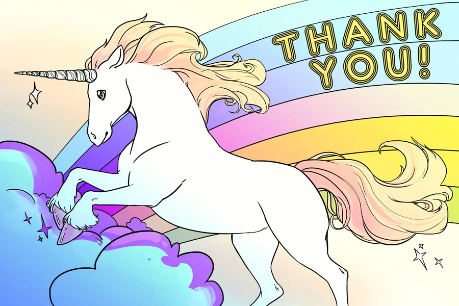 Thank You! Thank You! Dimensions Variable. Details of Four Patterns of Illustrated Thank You Cards Colored by Community Participants. (2014)