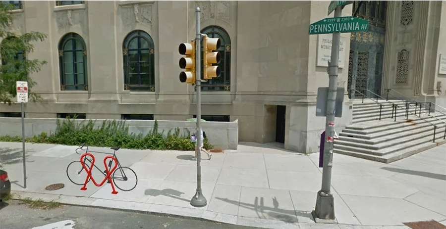 City of Brotherly Love Bike Rack. 36"W x 36"H x 8"D. Powder Coated Steel. (2013)