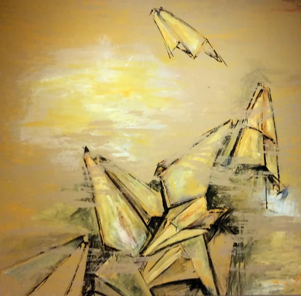 Fly Away. 72”W x 62”H. Acrylic on Canvas. Masan Ghazianzad (2015)