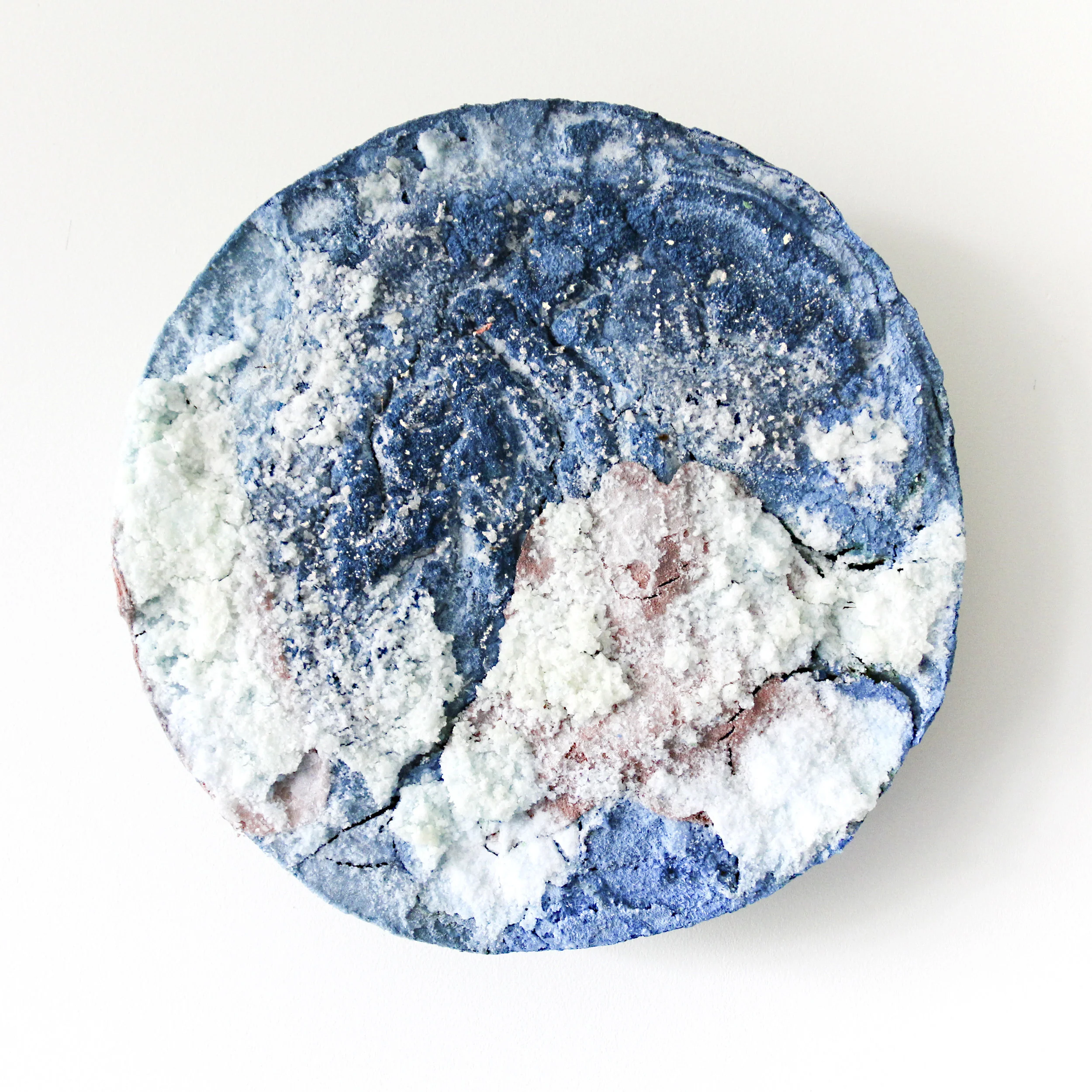 The Gold In Our Hearts. 12”W x 12”L x 2.5”D. Water-based paint, salt, and resin. (2018)