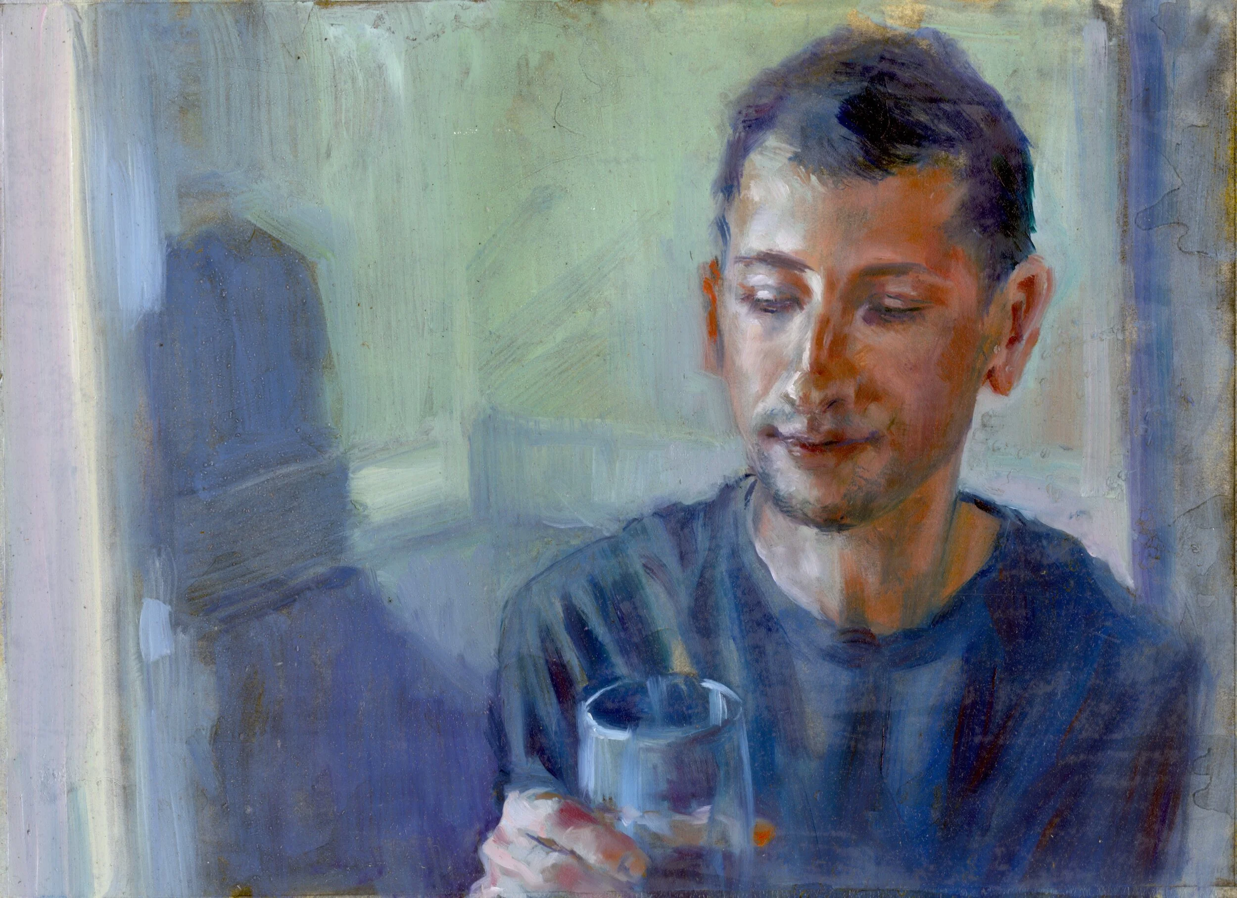 Chase, 11x14” oil on paper (2019) Part of a Padanaram Chamber Music Festival Portrait Series