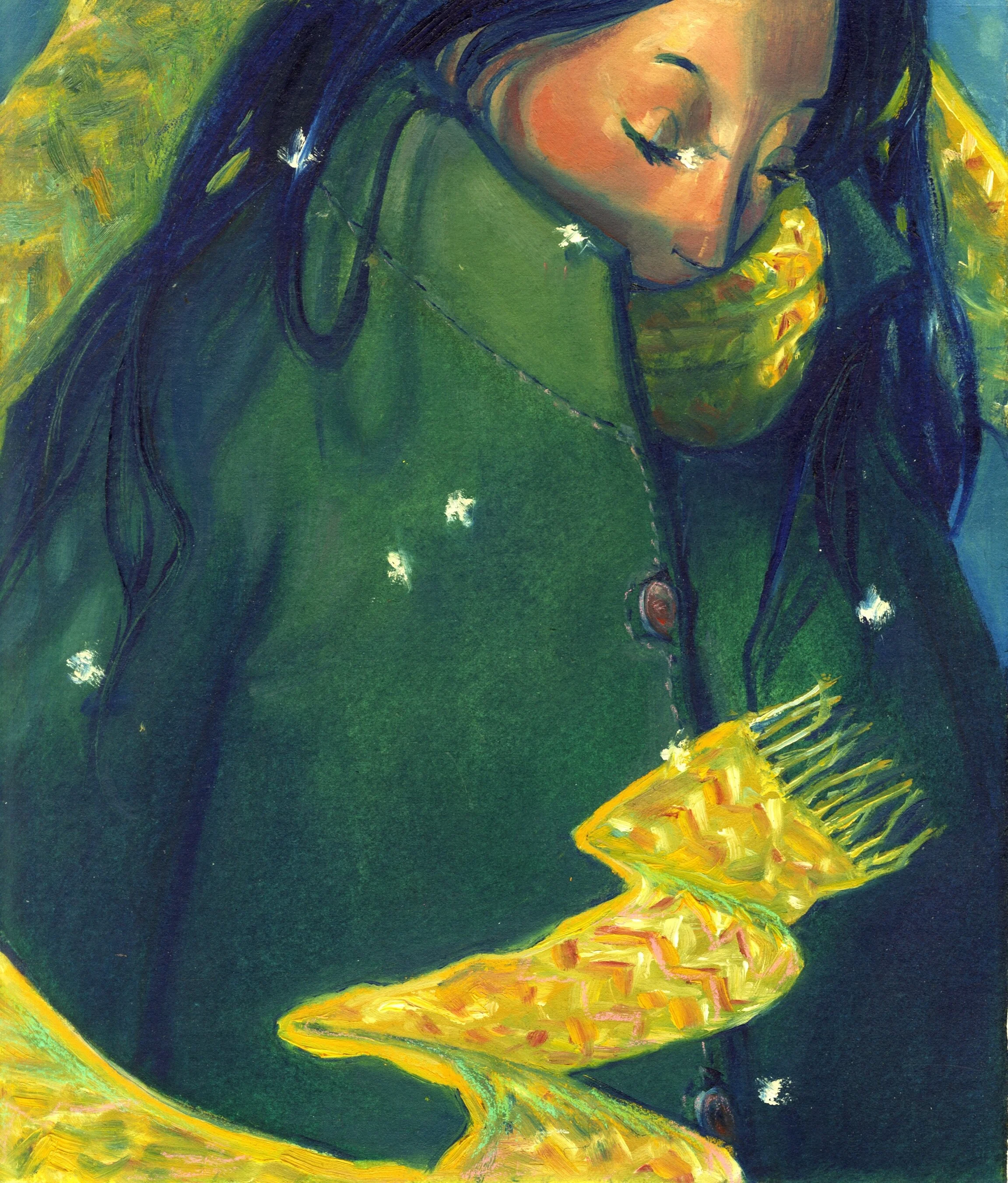 Interior illustration for a snow-themed poetry book 10x8” oil on paper (2019)