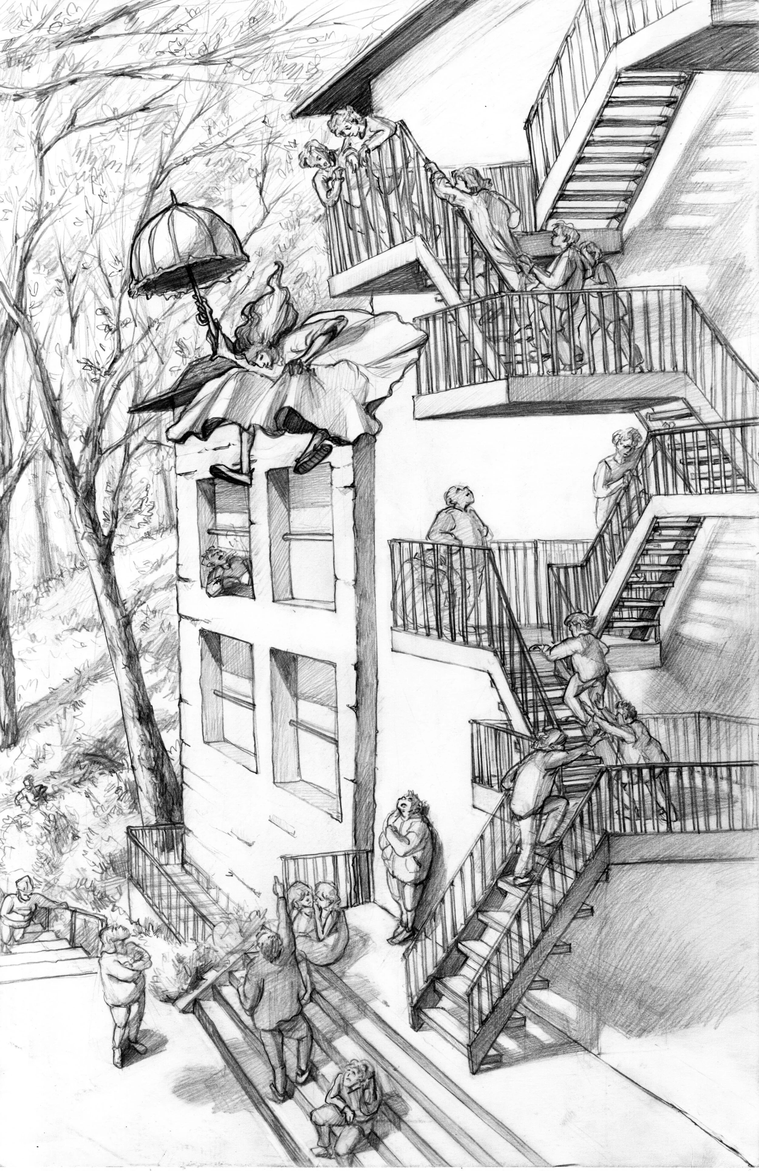 Winds in the East, 17x11” graphite on paper (2018)