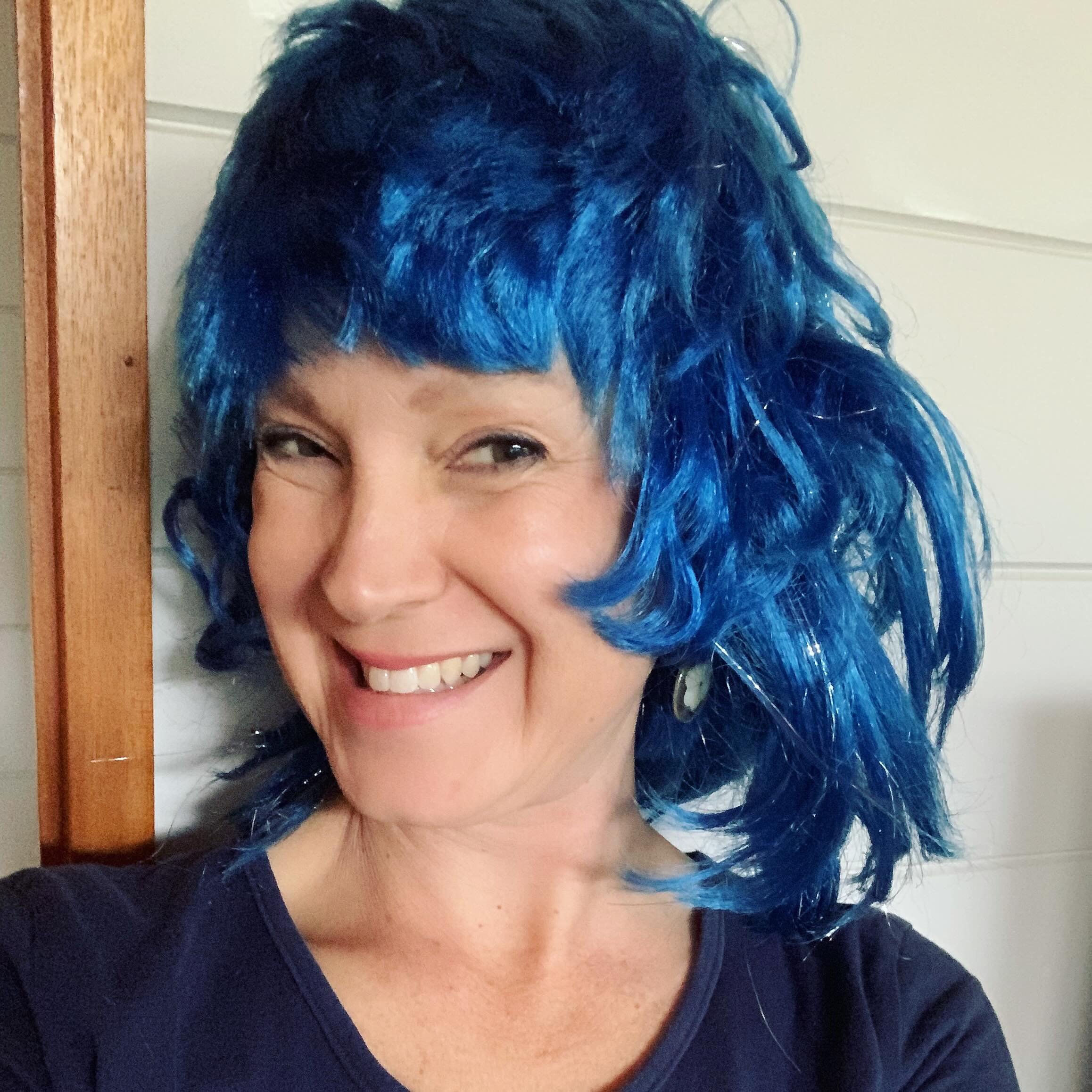 💙Blue hair is new for me. What do you think? 🤔 

Dressing up has been a bit of a theme in my life. As a child and teen, I loved dressing up. My twenty-first birthday party was fancy dress too!  During university, I worked part-time at a costume sho