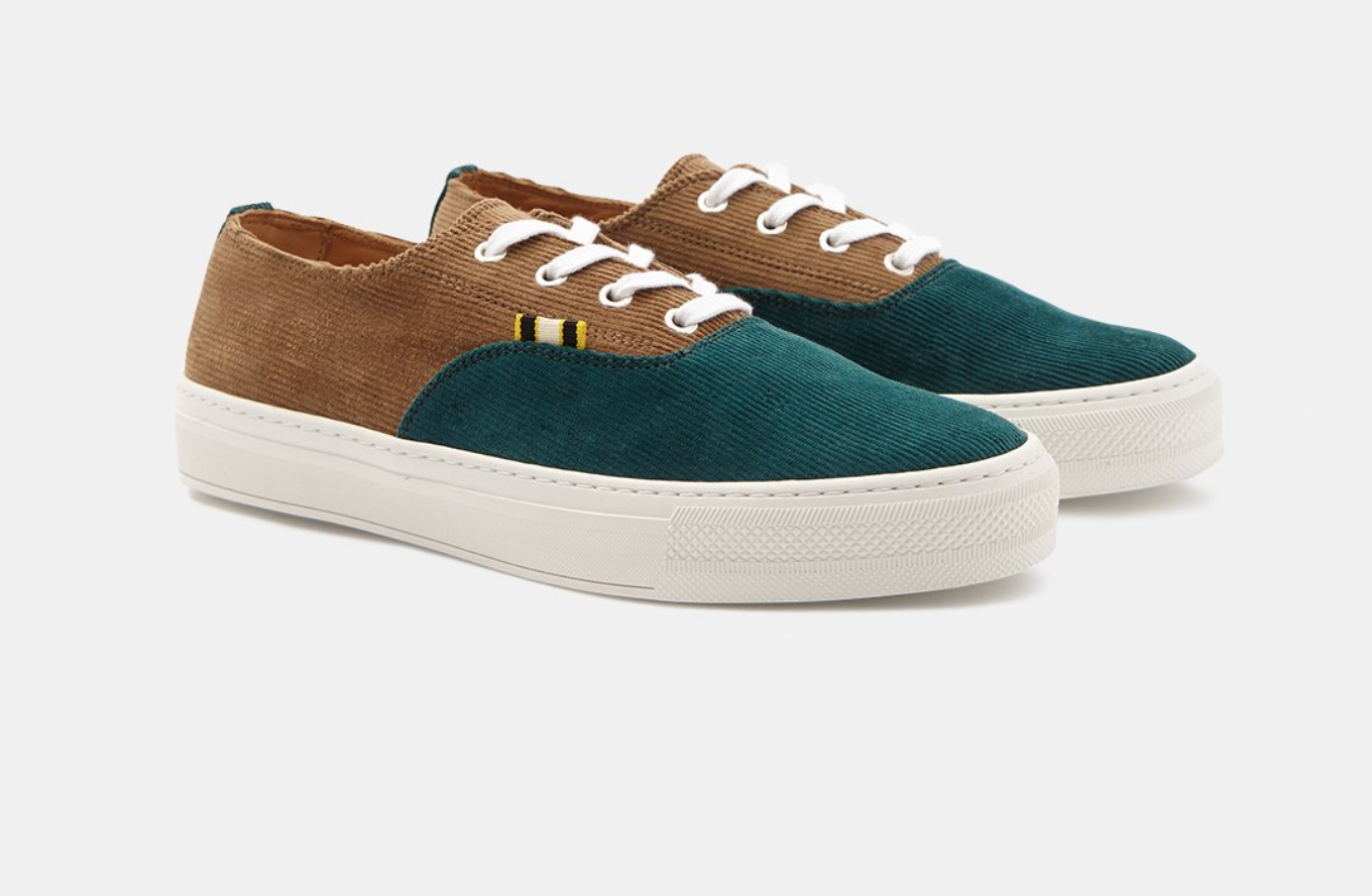 Corduroy- Tan/Forest green