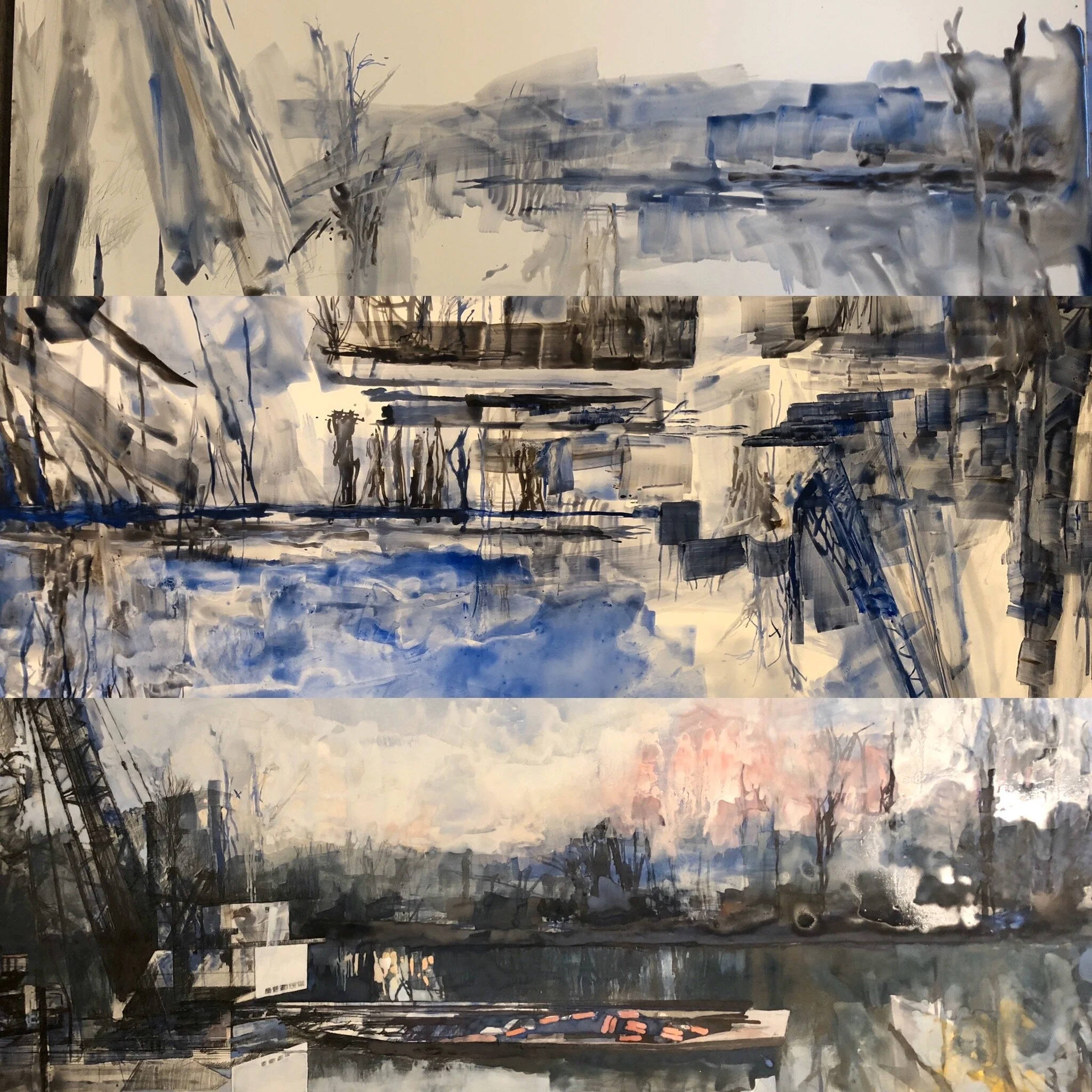 The stages in a painting