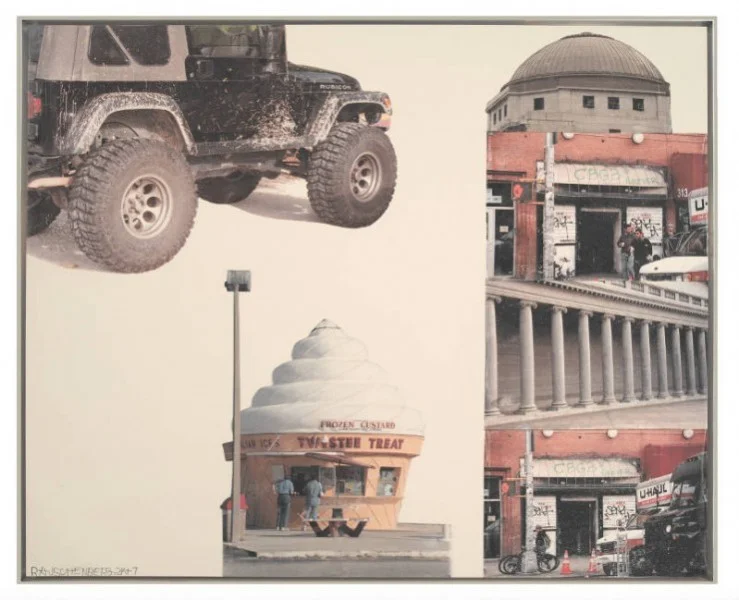 One of the artworks at Robert Fontaine Gallery: Robert Rauschenberg – Expresser (From The Runts Series), 2007. Pigment transfer on Polylaminate. Signed in Dated lower left, 61 x 73.5 inches.