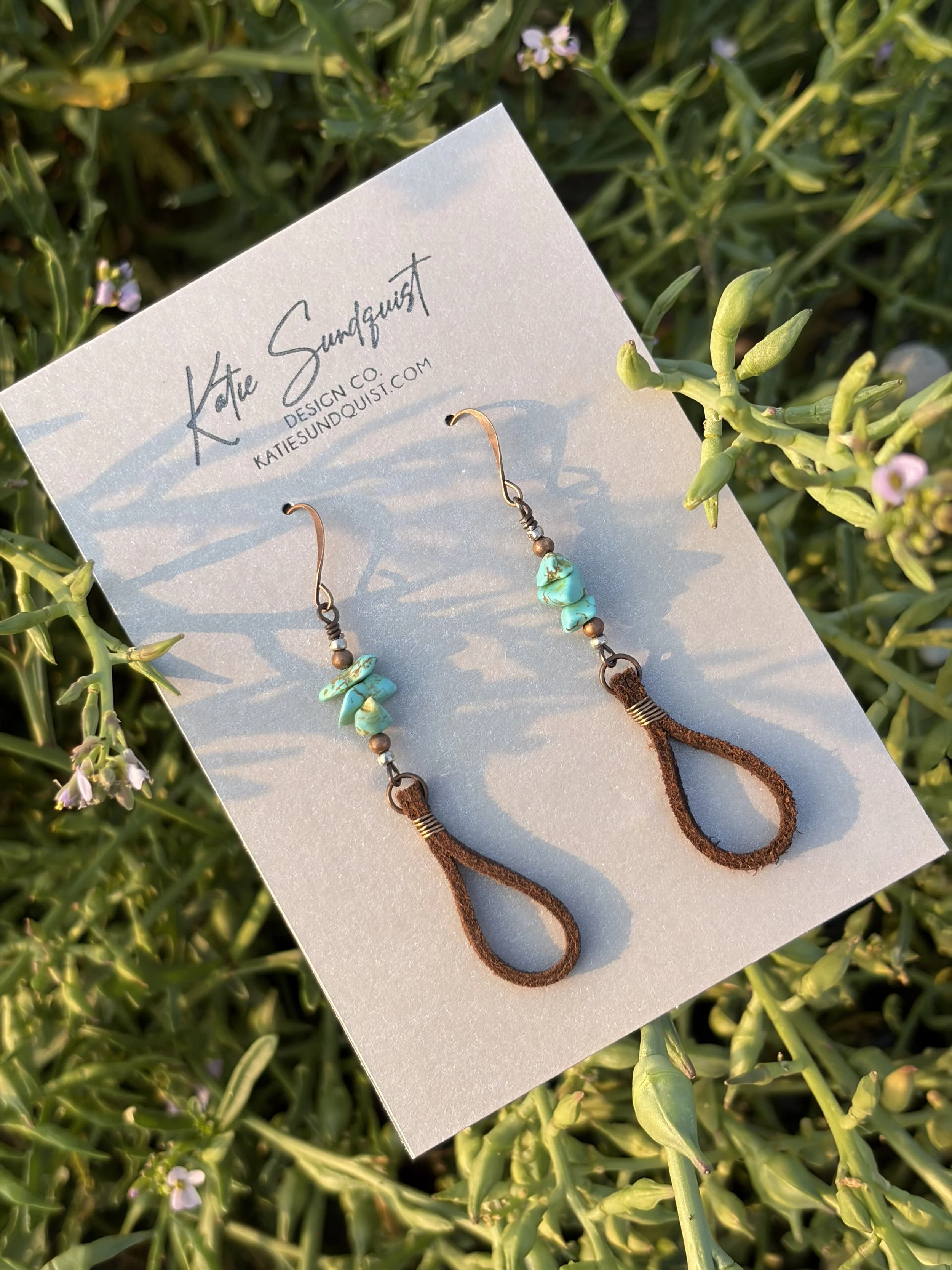 Cowgirl Looped Long Leather + Bead Earrings