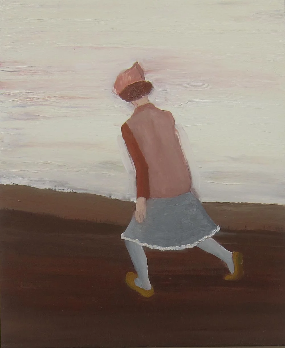 Woman Crossing, oil on wood, 30 x25, 2016