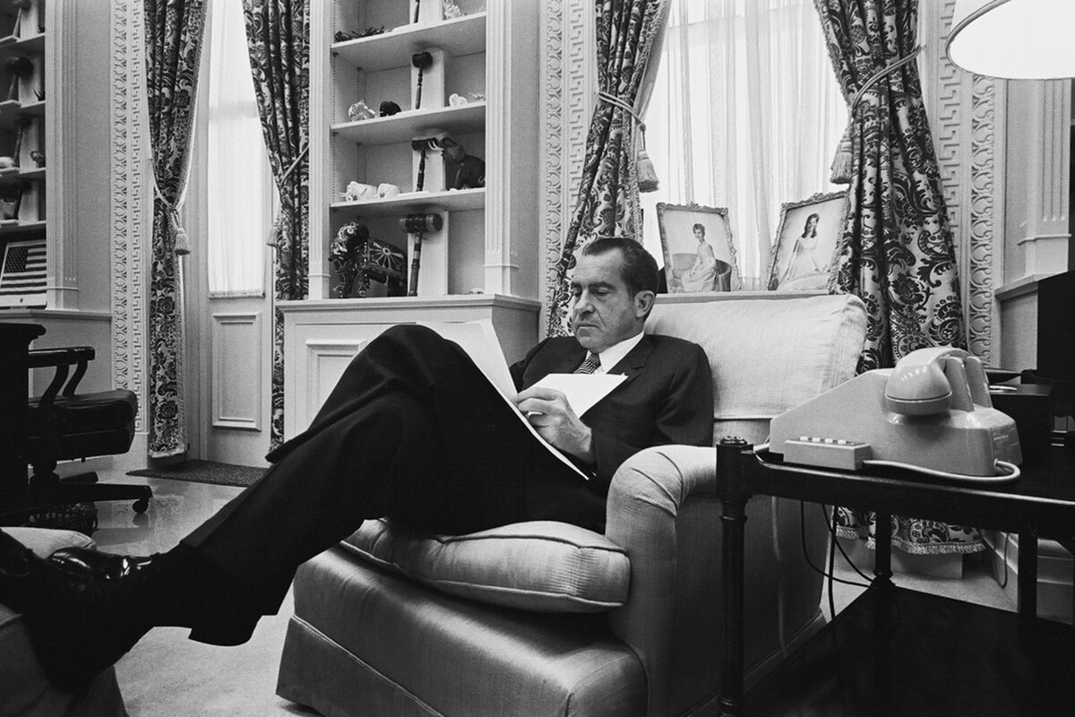 Nixon Working On Television Speech, 1970 