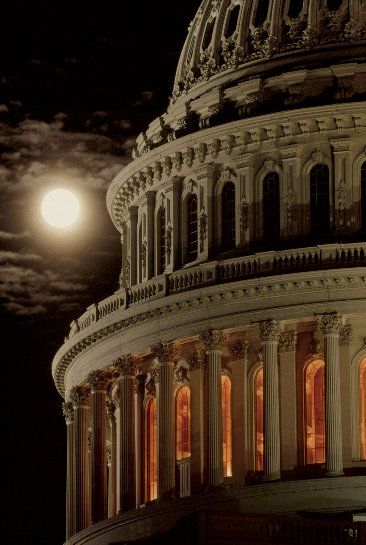 US Capitol - Moonrise Behind the Dome