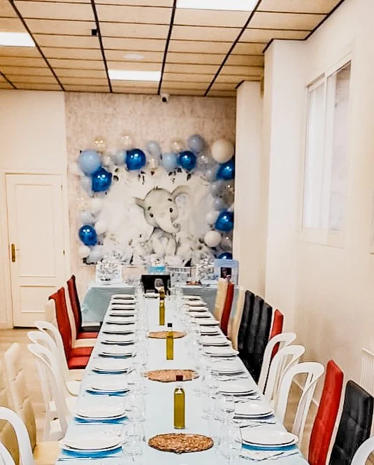 Decoración para bautizo o baby shower en local privado para celebraciones en Burgos