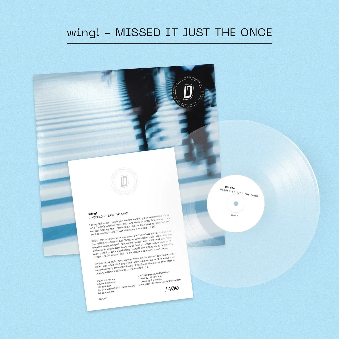 Dinked Early Doors Edition 6.

@wingroulette&rsquo;s debut EP MISSED IT JUST THE ONCE is a ghostly instrumental hip hop project shaped by instinct, collaboration, and the constraints of a work lunch break - combining sample-based beat-making with liv