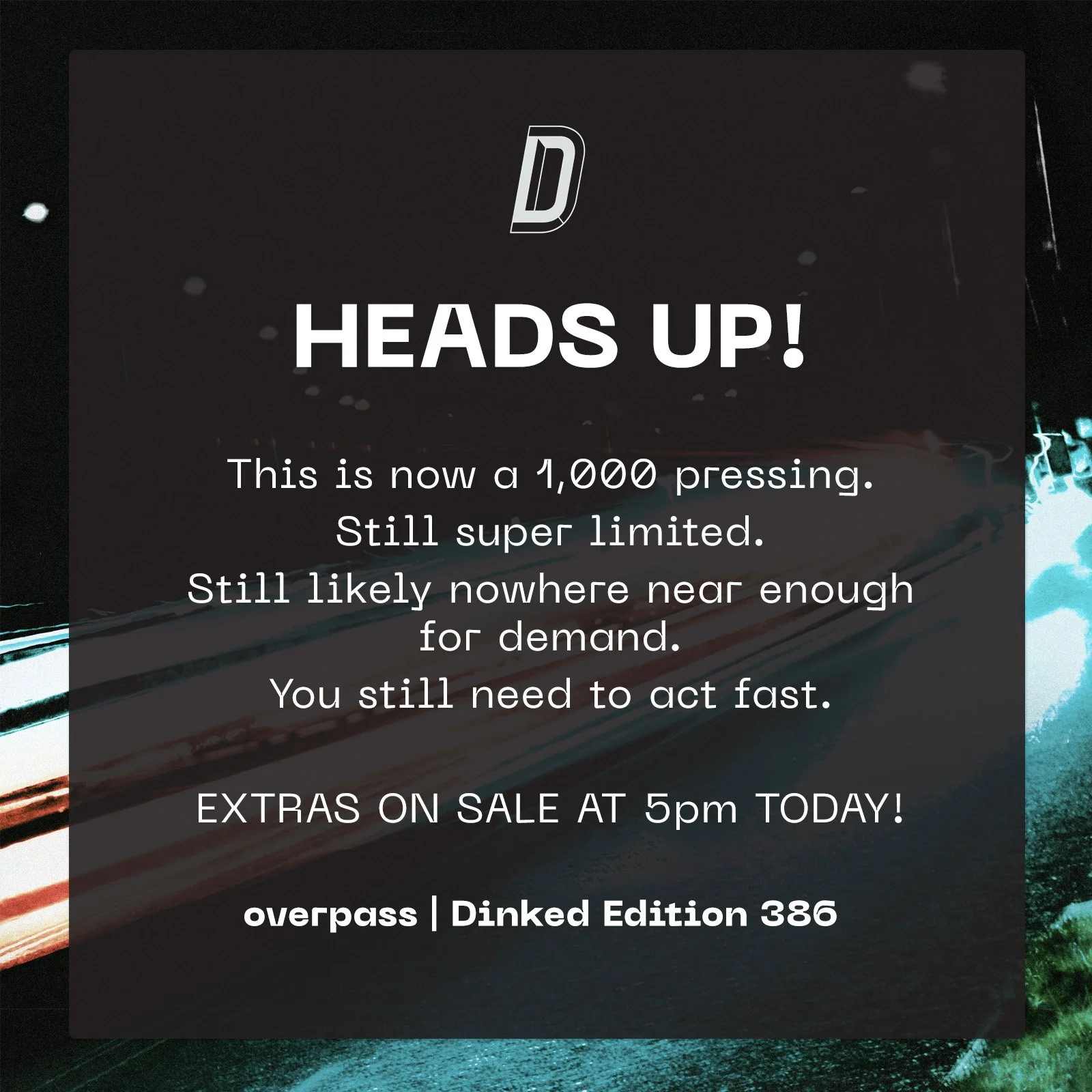 HEADS UP! 

We knew we were onto a good thing with our Dinked pressing of the debut album from the incredible @overpass.band... but we didn't know quite how good a thing this was going to be.

Many many super keen fans missed out on the launch copies