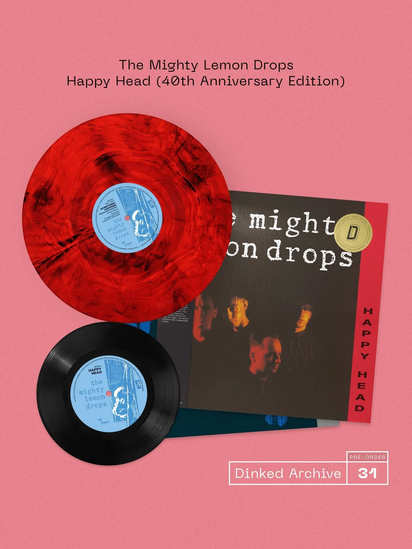 DINKED ARCHIVE EDITION No.31

First released in 1986 on Geoff Travis&rsquo; &lsquo;Blue Guitar&rsquo; label, Happy Head is the debut album from Wolverhampton&rsquo;s The Mighty Lemon Drops.

Produced by Stephen Street, fresh from his work with The Sm