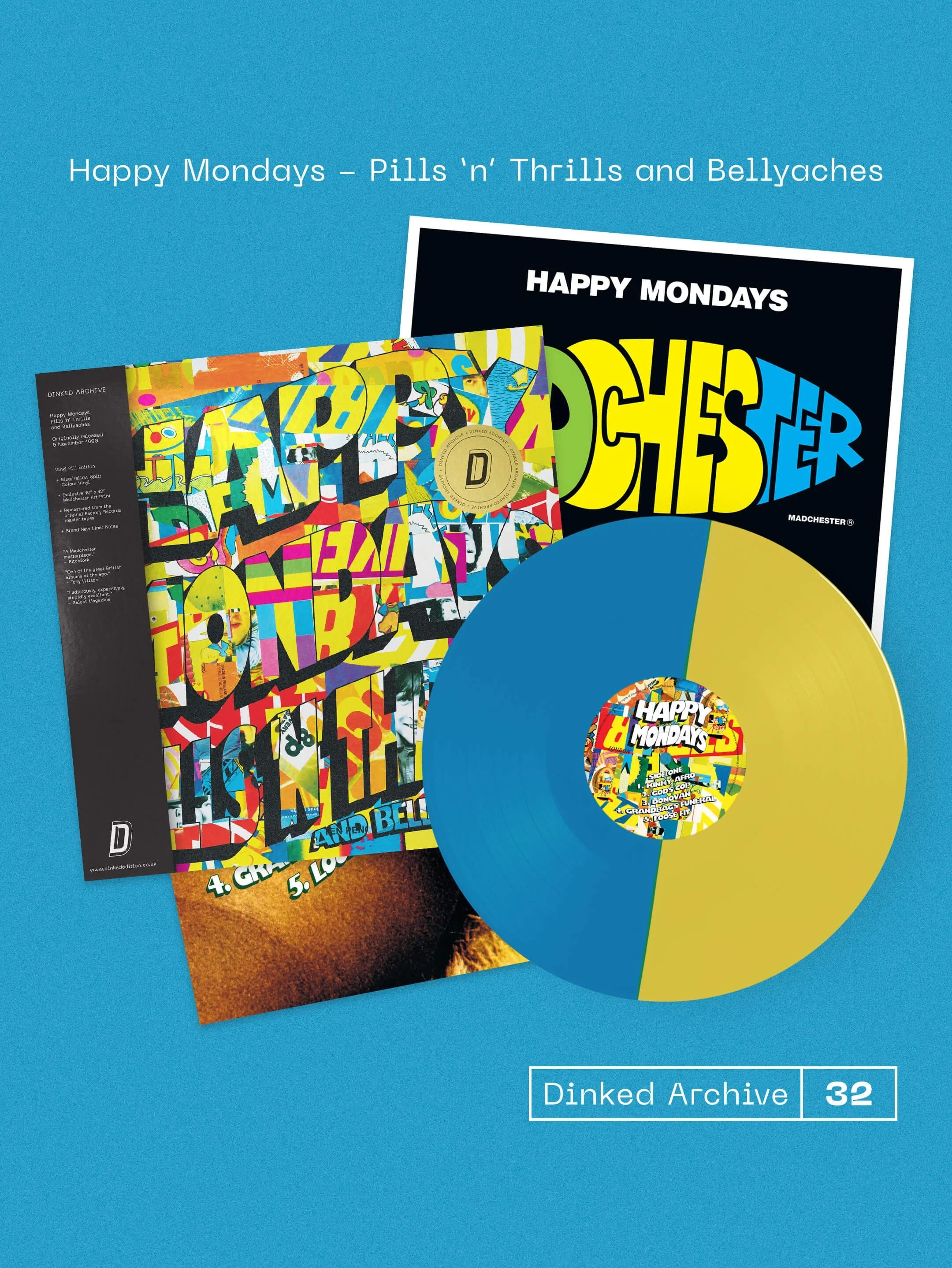 A proper icon for the Dinked Archive!

Originally released in 1990 by @happymondaysofficial, Pills &lsquo;n&rsquo; Thrills and Bellyaches captured the chaotic, euphoric spirit of the Madchester movement, blending indie rock, acid house rhythms and fu