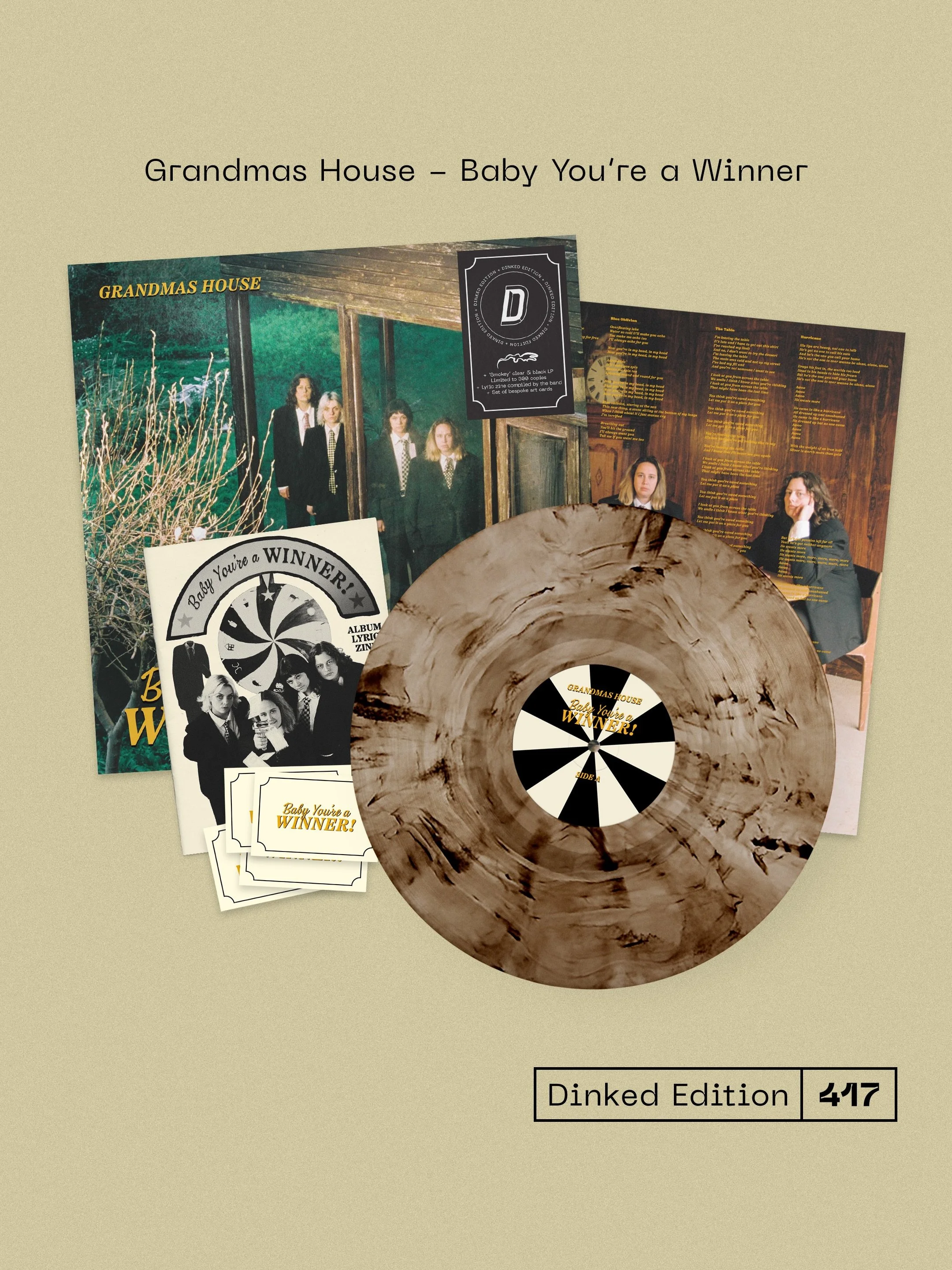 Following a trio of rapturously received EPs,&nbsp;Bristol-based punks @grandmashouseband deliver their&nbsp;Ali Chant-produced debut LP, Baby You&rsquo;re A Winner.&nbsp;

With a greater sense of nuance and space than before, is a perfect illustrati