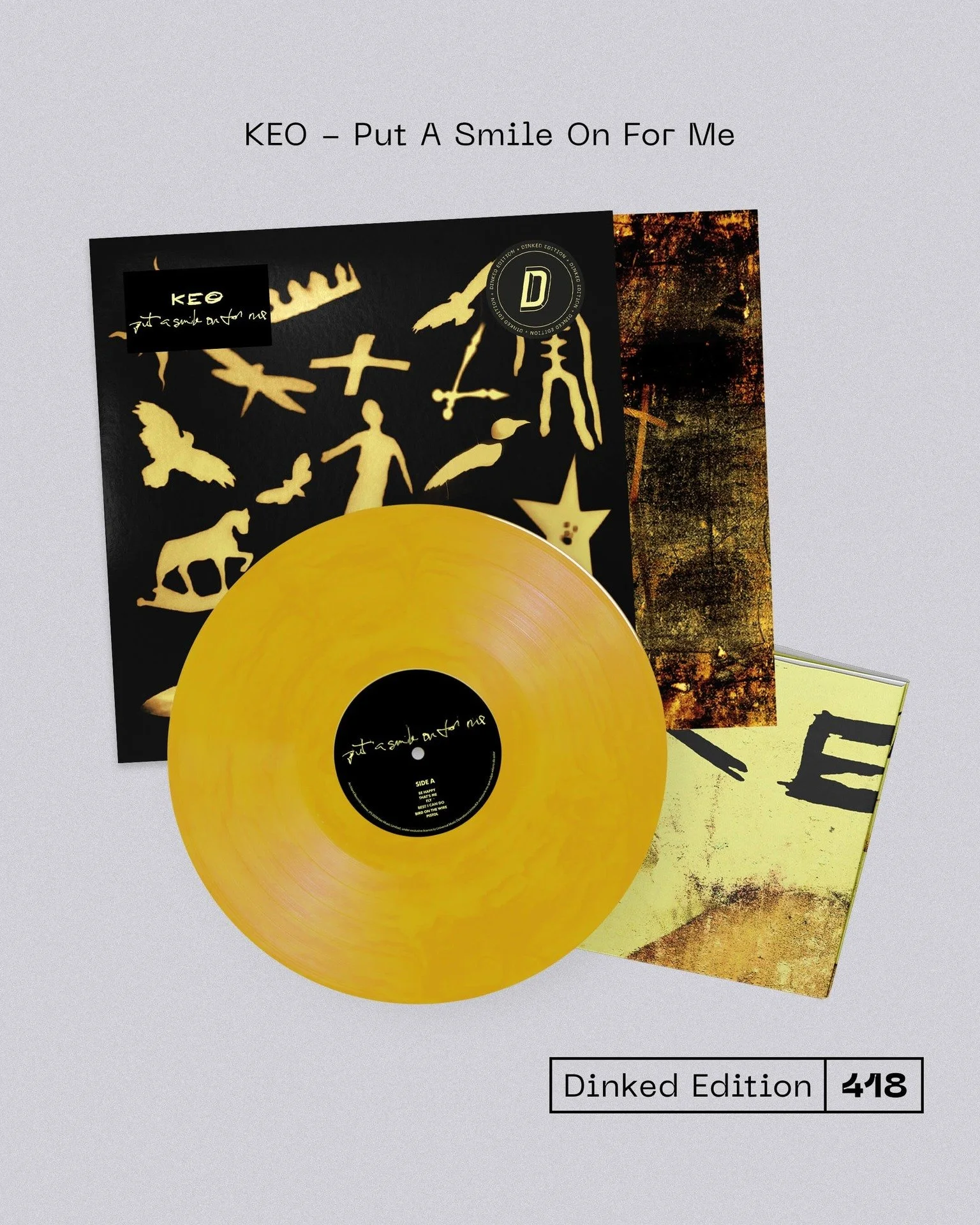 The Dinked Edition of &lsquo;Put A Smile On For Me&rsquo; presents @keoband_'s  debut album in an exclusive collector&rsquo;s format featuring alternative artwork and a limited yellow marbled vinyl pressing. Raw, volatile and emotionally exposed, the