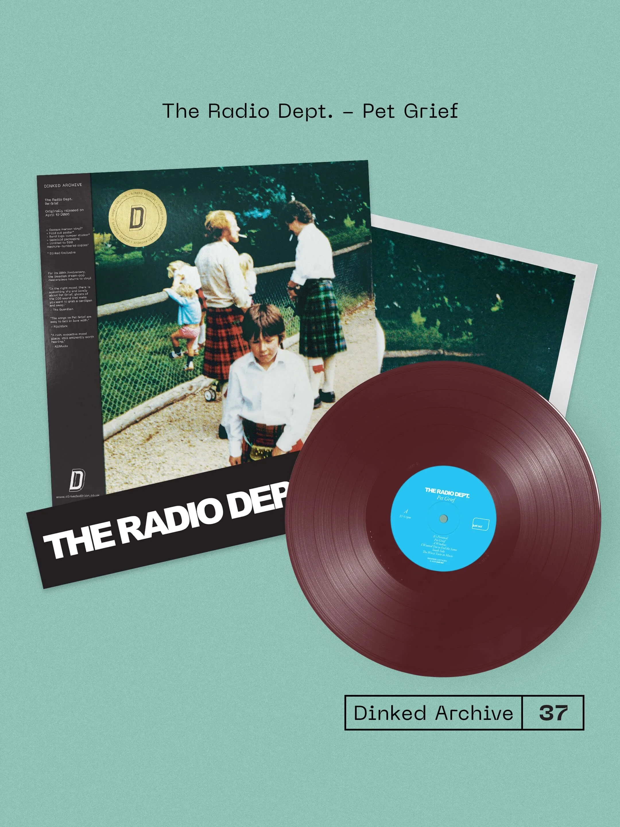 @the_radio_dept join the Dinked Archive with a twentieth-anniversary vinyl reissue of Pet Grief, their sophomore album and one of the most quietly distinctive records in their catalogue. 

Man do we ever love this band!

+ Archive Edition No.37
+ Opa