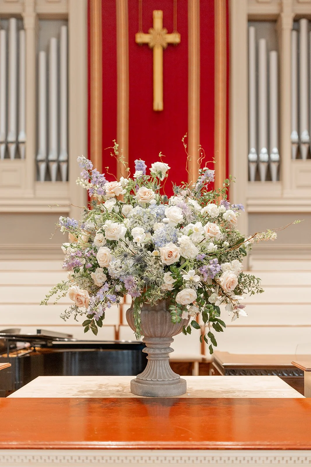 Large Ceremony Arrangement at Church Wedding - Photo by Emily Holmes (Copy)