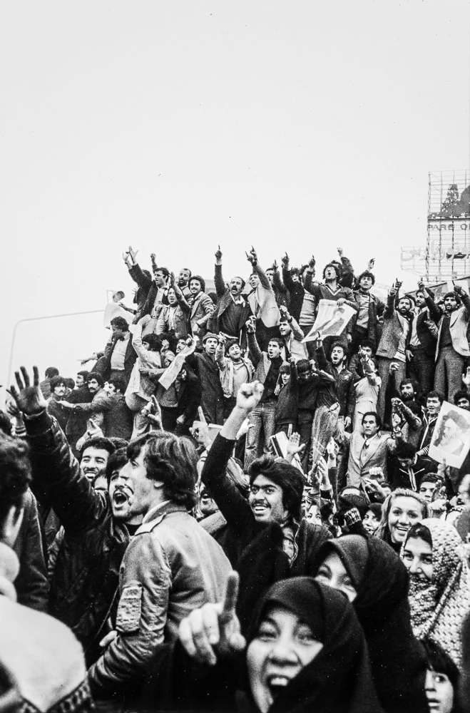 Tehran, 1979. Crowds celebrate the departure of the Shah