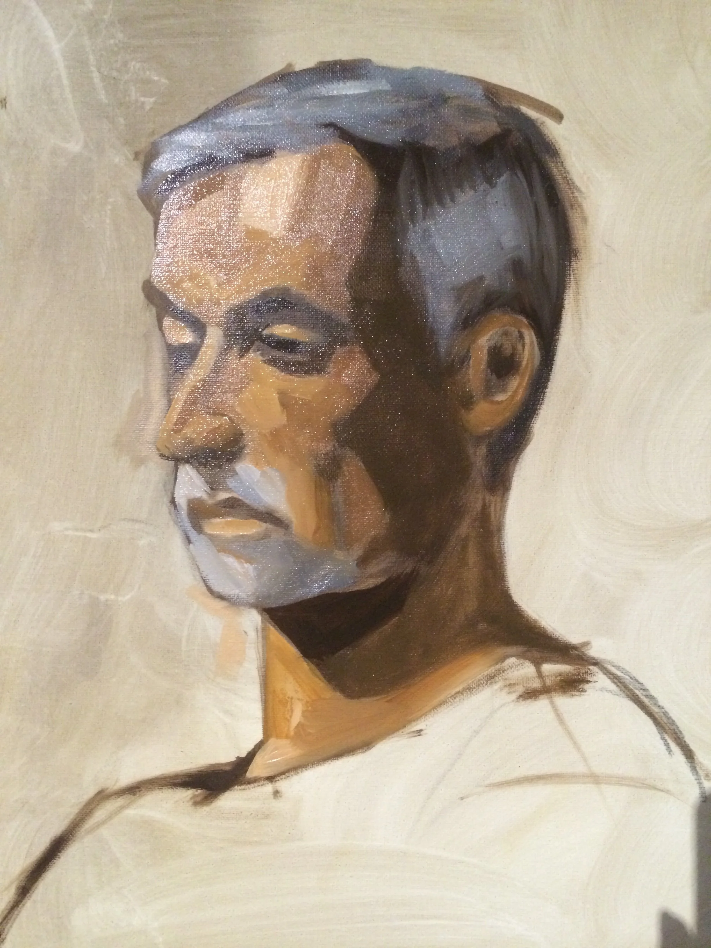 KAREN MENEGHIN, Freddy. Oil on canvas.1 6 × 20.