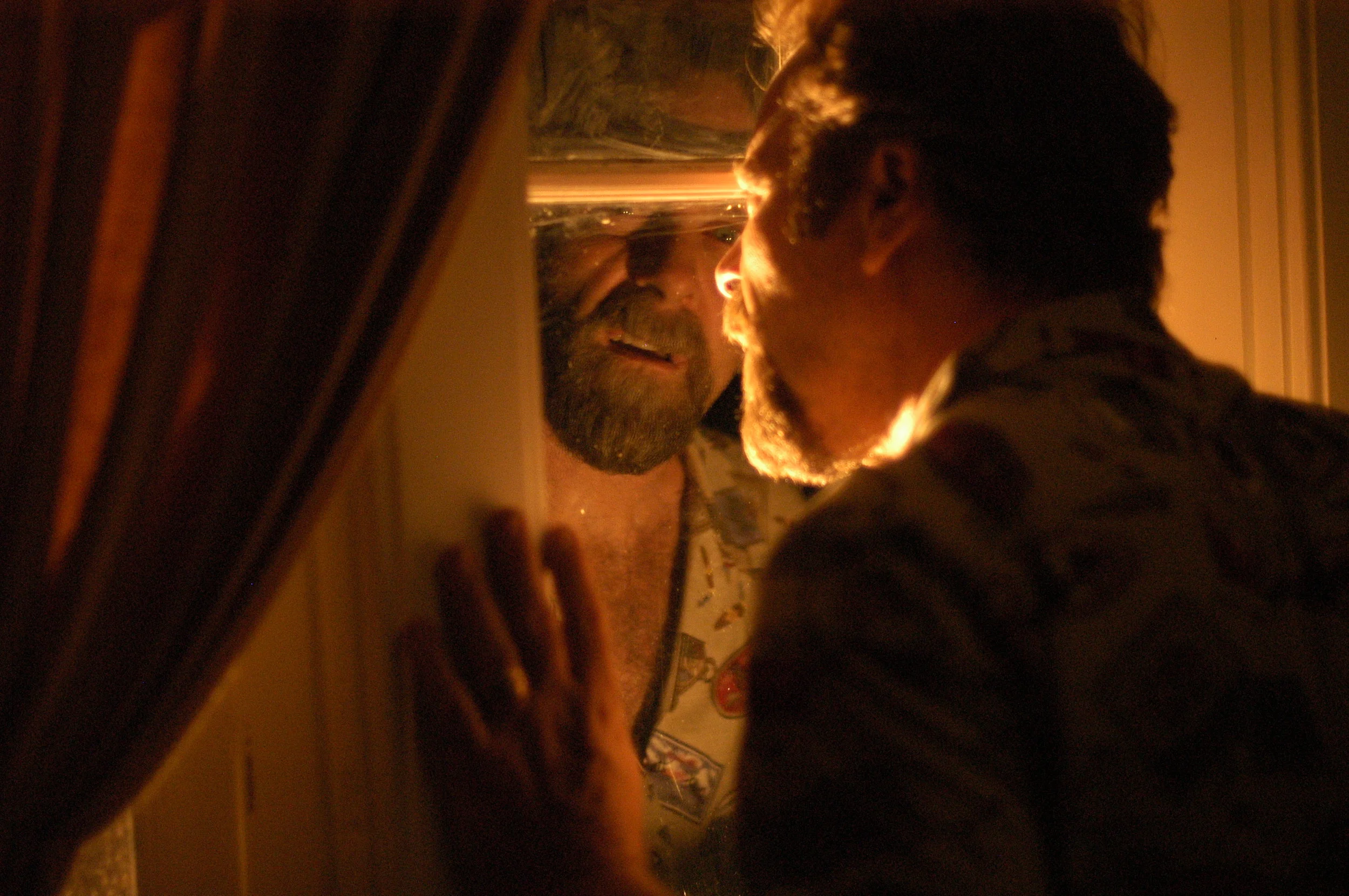  Gaffer John Luker sizing up a shot. 