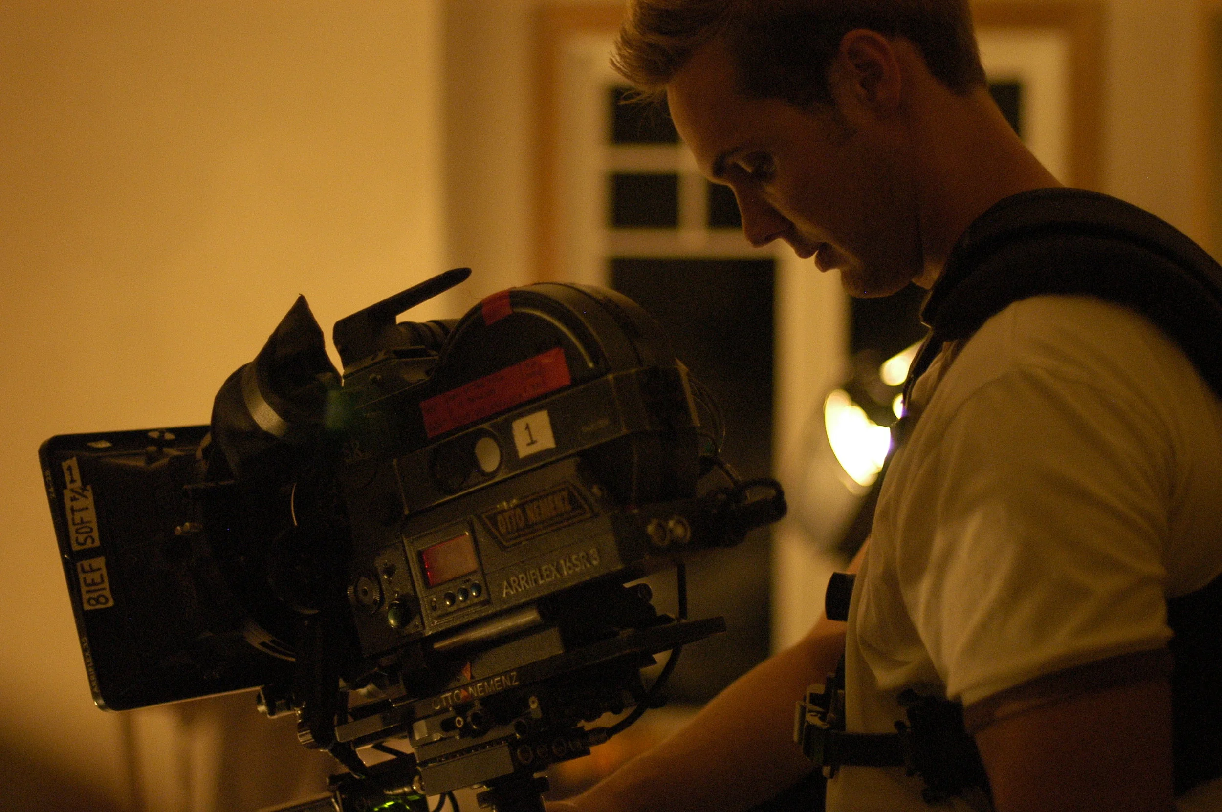  Camera operator Dave Ortkiese prepares for a shot. 