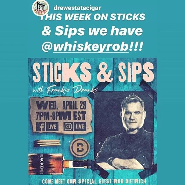 For all you whiskey and cigar lovers out there, tune in tonight to  IG Live on @frankie_dranks, as I am excited to join my good friends Frankie Dranks, and Jonathan Drew, founder of Drew Estates Cigars for some virtual socializing over Blackened whis