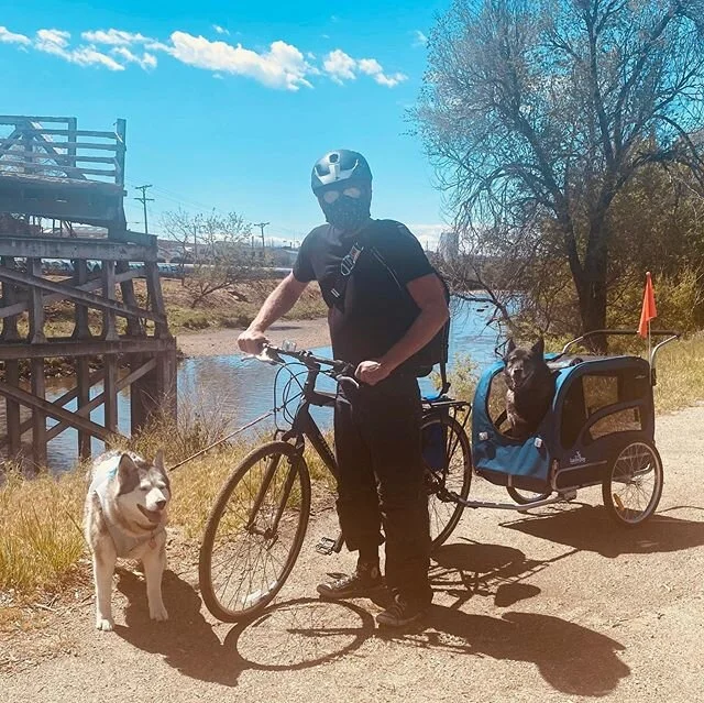 Maiden voyage of the dog chariot for the injured puppers. Feels so good to just get out! .
.
.
#spring #exercise #getupgetoutandgetsomething @onenerdynomad