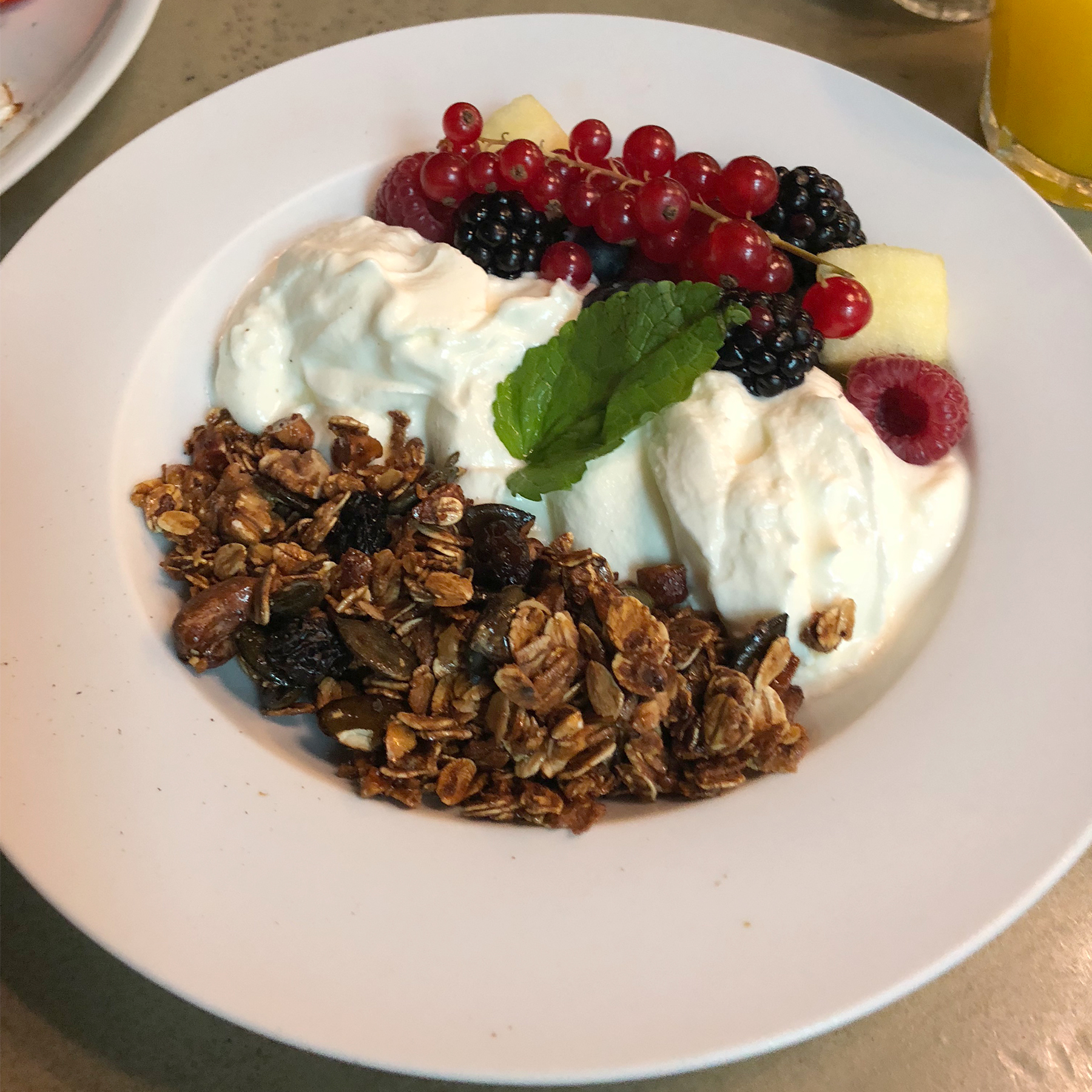 Fresh red currant and honey coated granola