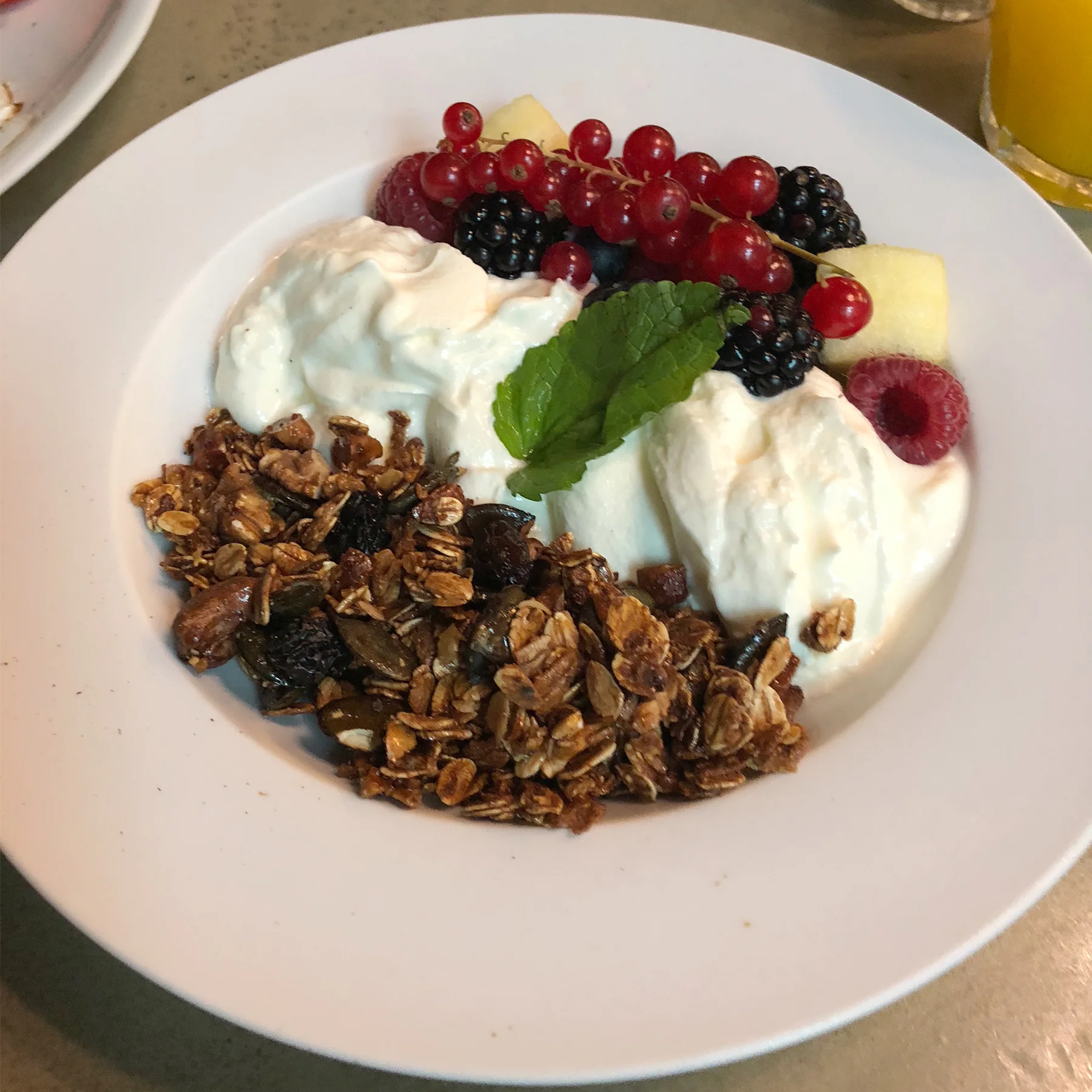 Fresh red currant and honey coated granola