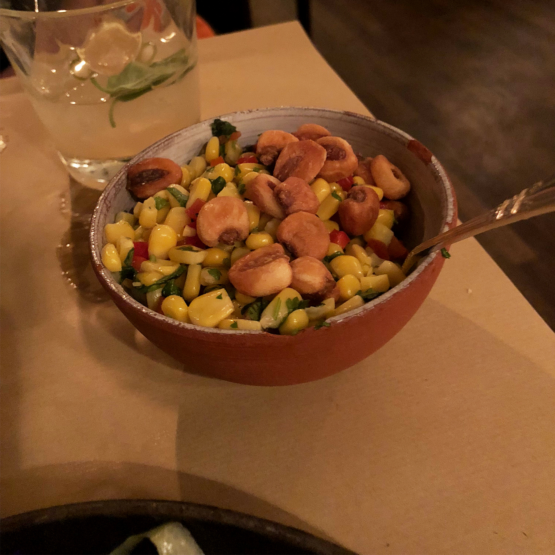 Corn salad with fancy cornuts