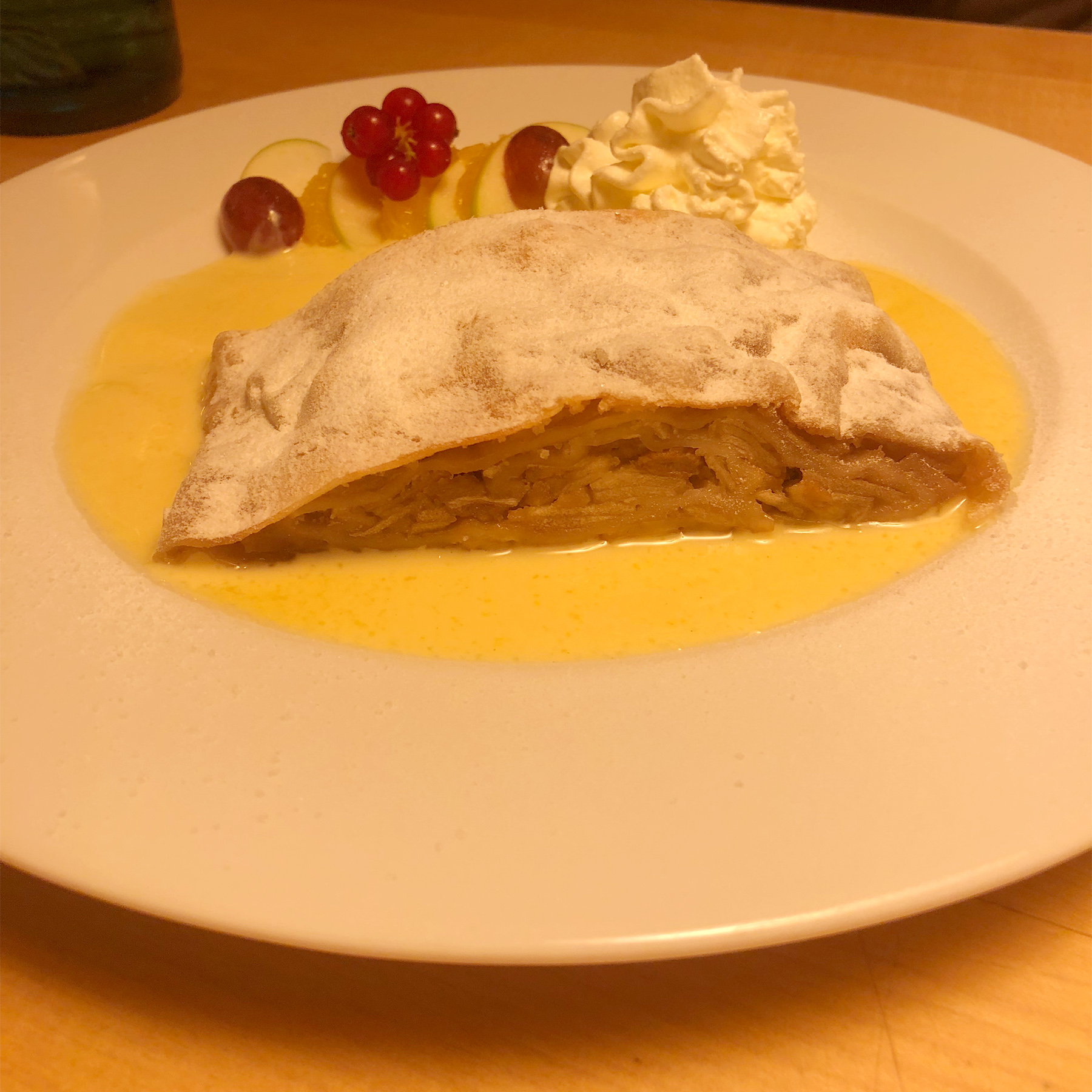 tender and creamy warm apple strudel
